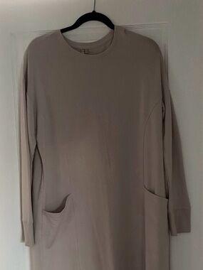 Long Sleeve Pocket Dress in Light Taupe
